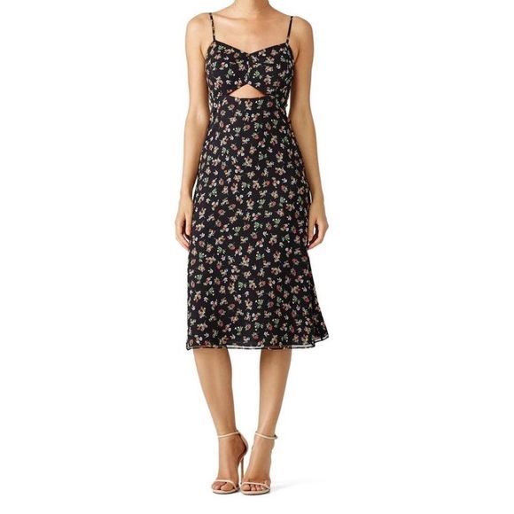 Bailey 44 Dresses & Skirts - Bailey 44 Black Pink Floral Cutout Midi Dress